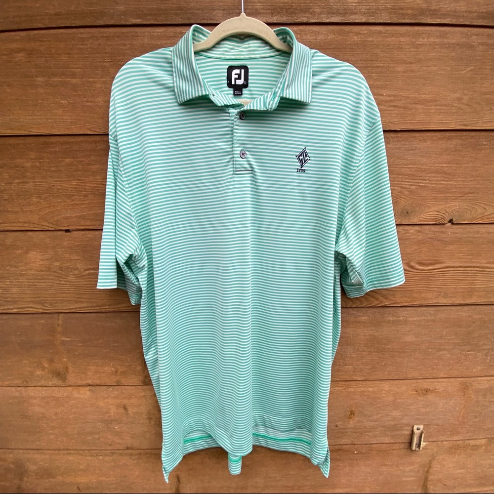 FootJoy Mint Green and White Stripe Golf Polo Shirt